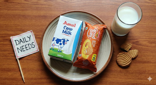 Amul milk 500ml + Goodday cookies combo