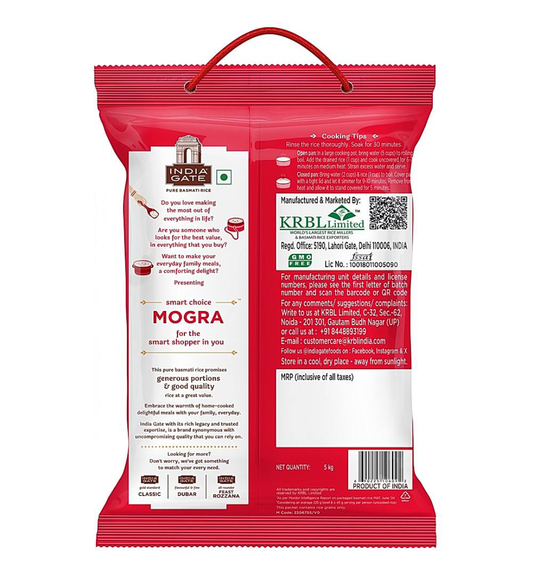 India gate basmati rice : mogra : (5kg) - Dailyneeds