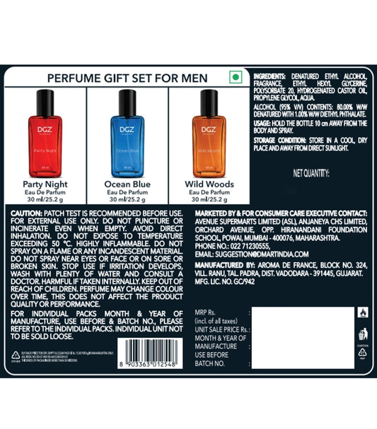 DGZ Men Perfume Gift Set : 3x30 ml