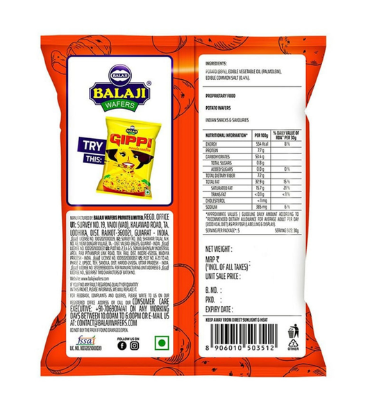 Balaji wafers simply salted (135g) - Dailyneeds