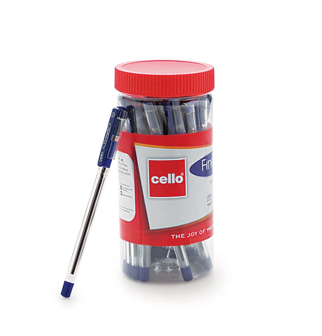 Cello finegrip blue pen jar : 25 pieces