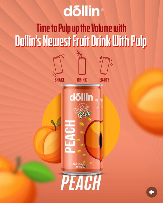 Dollin Peach fruit juice can with pulp 180ml