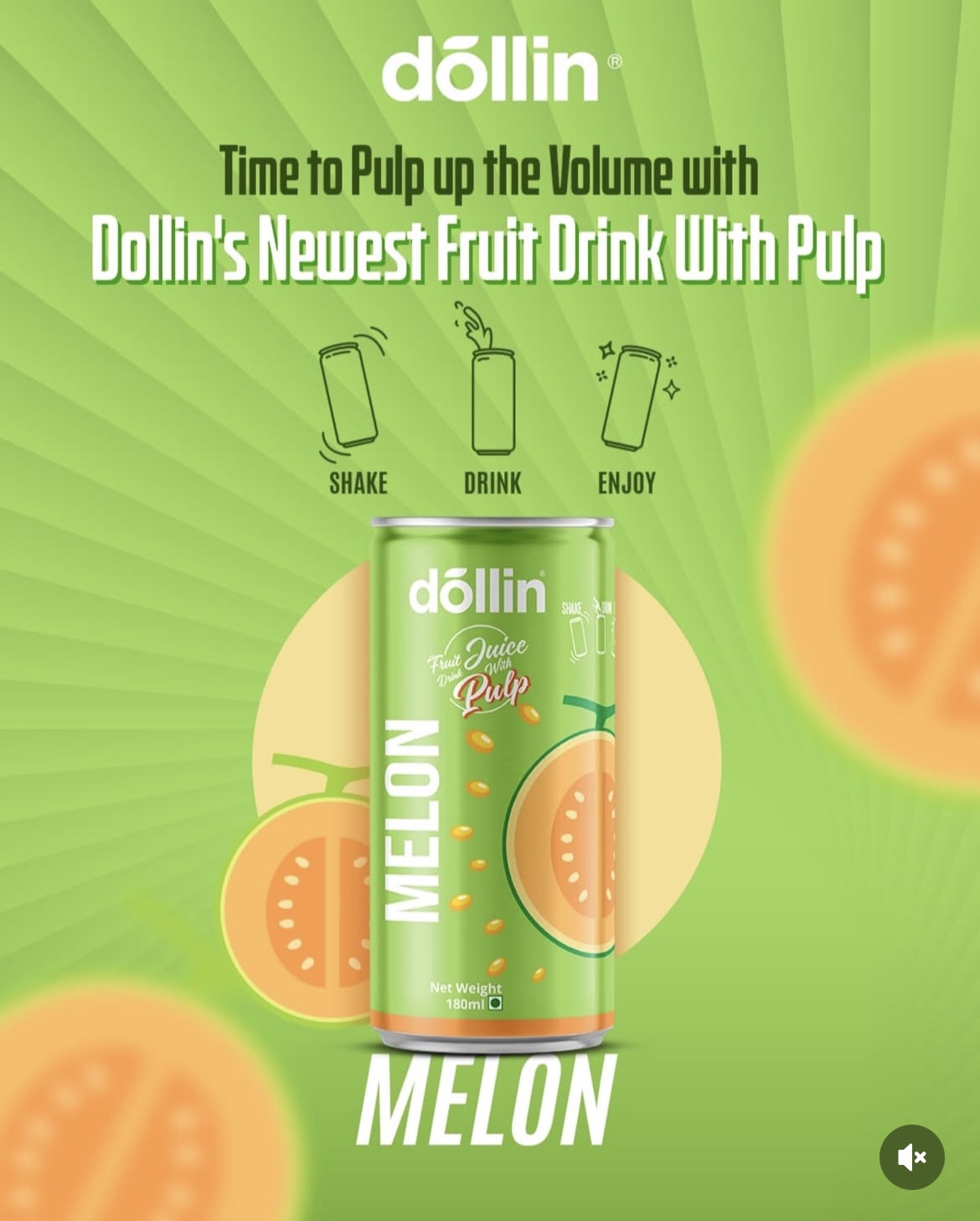 Dollin melon fruit juice can with pulp 180ml