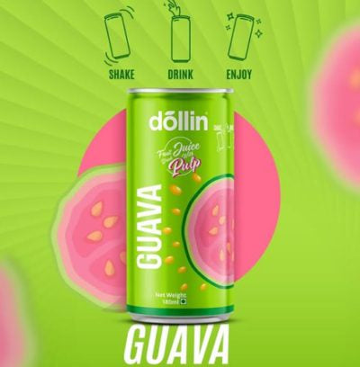 Dollin guava fruit juice can with pulp 180ml