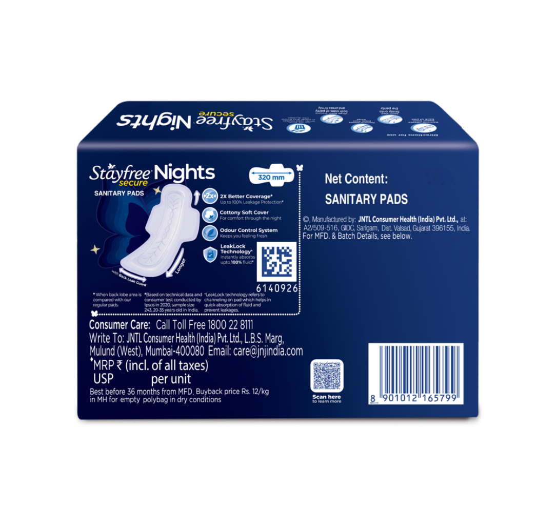 Stayfree secure nights cottony soft comfort XXL : (18 units) - Dailyneeds