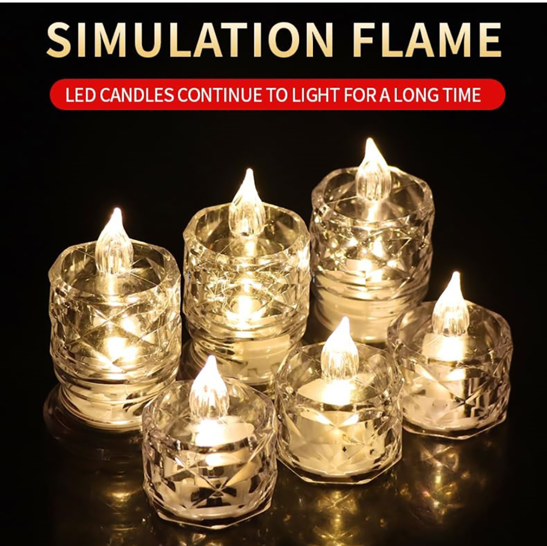 crystal led tealight candle - 6 pcs