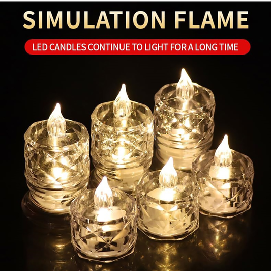 crystal led tealight candle - 6 pcs