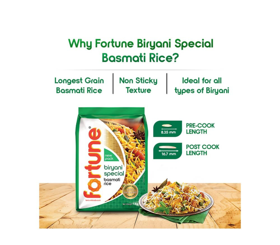 Fortune biryani special rice long grain basmati rice (1kg) - Dailyneeds