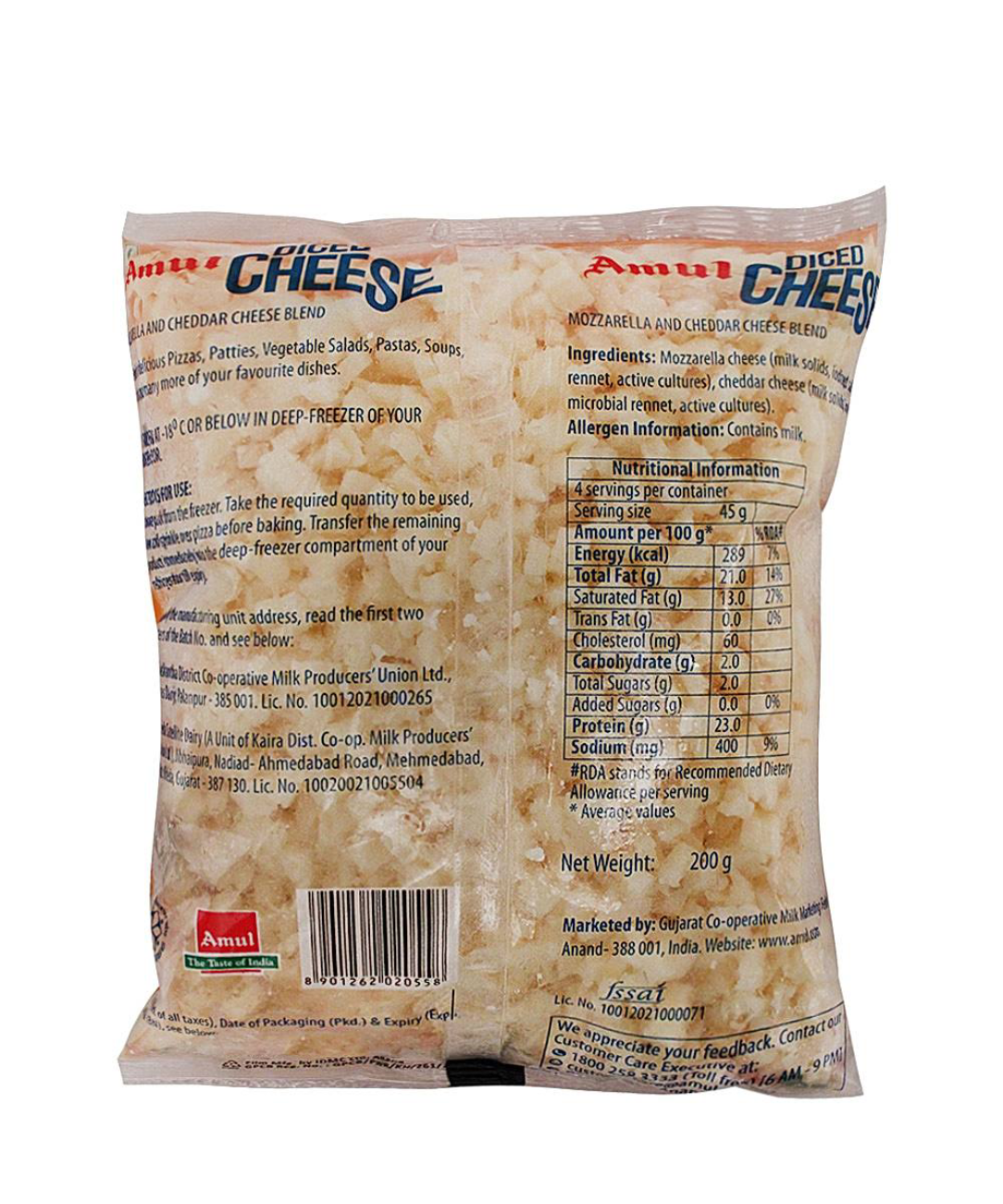 Amul diced mozzarella cheese blend 200 g
