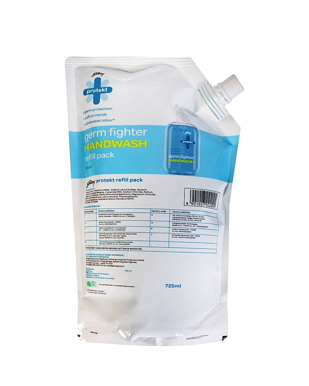 Godrej liquid germ fighter handwash refill (725ml) - Dailyneeds