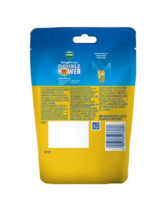Vicks Cough Drops Double Power Warming Ginger : 25 Units